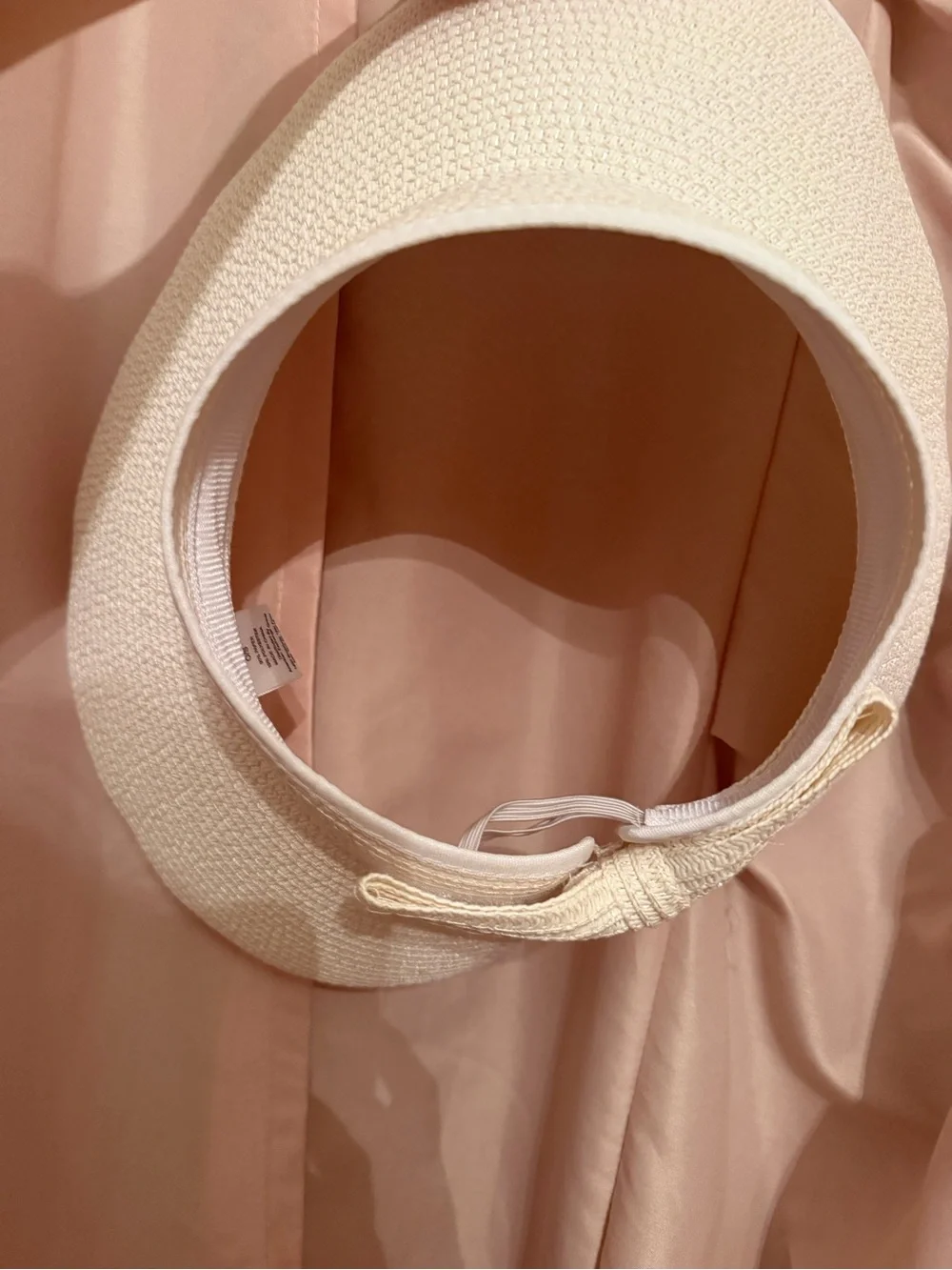 White sun hat visor open top bow back Velcro closure adjustable packable